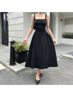 PARTIQ - Women Black Solid Midi Dress