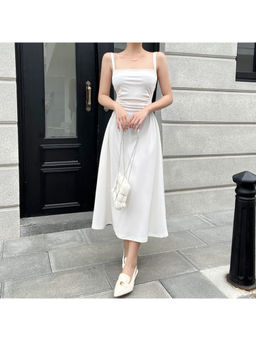 PARTIQ - Women White Solid Midi Dress