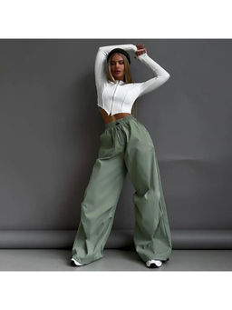 PARTIQ - Women Green High Waisted Pant