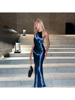 PARTIQ - Women Blue Solid Maxi Dress