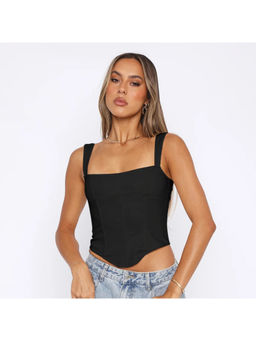 PARTIQ - Women Black Solid Crop Top