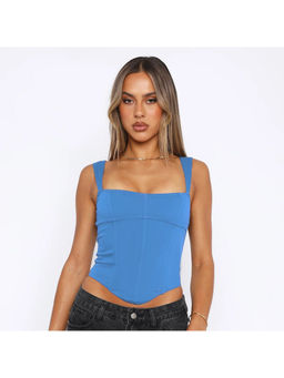 PARTIQ - Women Blue Solid Crop Top