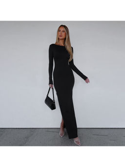 PARTIQ - Women Men Black Solid Maxi Dress