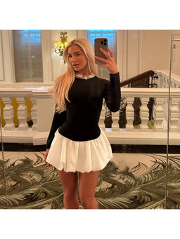 PARTIQ - Women Black Colorblock Mini Dress