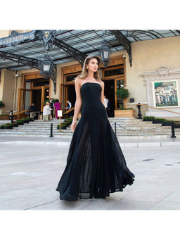 PARTIQ - Women Black Solid Maxi Dress