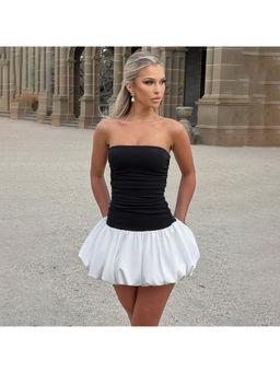 PARTIQ - Women Black Colorblock Mini Dress