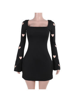 PARTIQ - Women Black Solid Mini Dress