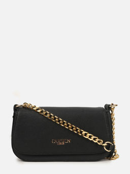Carlton London - Women Black Textured Gold Chain Sling Bag