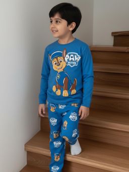 Napchief - Blue Printed Relaxed T- Shirt with Pyjama