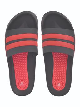 Carlton London - Stripes Black & Red Sliders