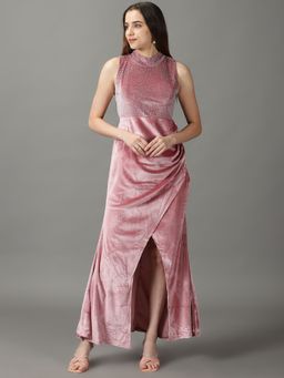 SHOWOFF - Womens Fit & Flare Pink Embellished Maxi Dress