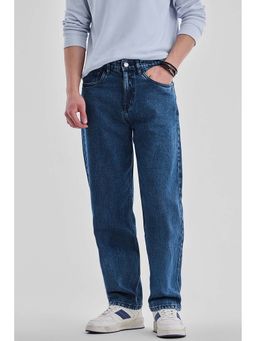 Snitch - Men Dark Blue Solid Relaxed Fit Casual Jeans