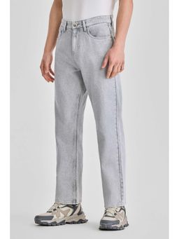 Snitch - Men Light Grey Solid Straight Casual Jeans