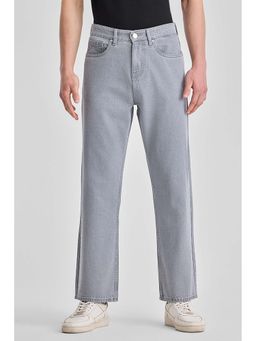 Snitch - Men Light Grey Solid Straight Casual Jeans