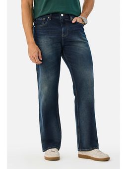 Snitch - Men Dark Navy Blue Washed Straight Casual Jeans
