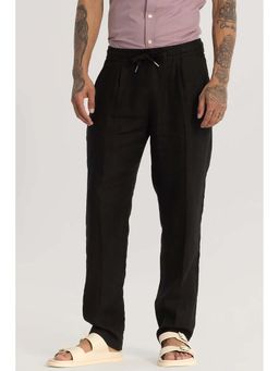 Snitch - Men Black Solid-Plain Relaxed Fit Trouser