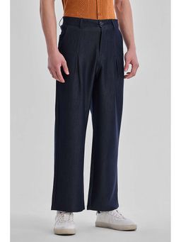 Snitch - Men Navy Blue Polyester Blend Trouser