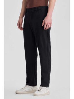 Snitch - Men Black Solid Relaxed Casual Trouser