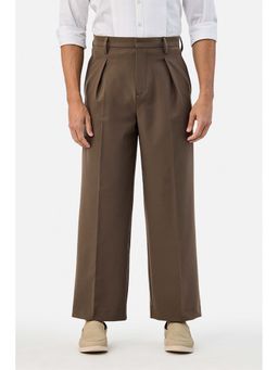 Snitch - Men Brown Solid Relaxed Fit Formal Trouser