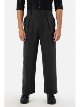 Snitch - Men Charcoal Solid Relaxed Fit Formal Trouser