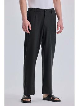 Snitch - Men Black Solid Relaxed Fit Casual Trouser