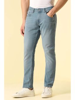 Allen Solly - Men Light Blue Mid Waist Solid Jeans