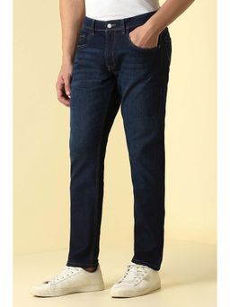 Allen Solly - Men Navy Blue Solid Mid Waist Jeans