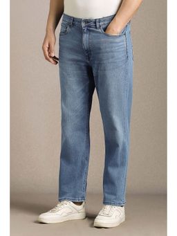 Louis Philippe - Men Light Blue Mid Waist Regular Fit Jeans