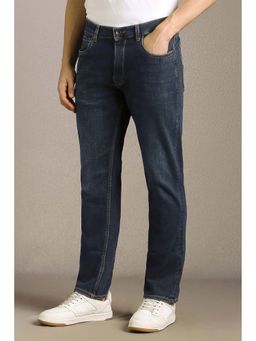 Louis Philippe - Men Navy Blue Solid Slim Fit Jeans