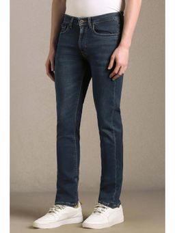 Louis Philippe - Men Navy Blue Solid Slim Fit Jeans
