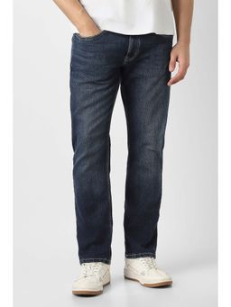 Peter England - Men Dark Navy Blue Mid Waist Solid Jeans