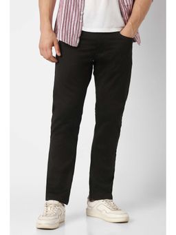 Peter England - Men Black Solid Mid Waist Jeans