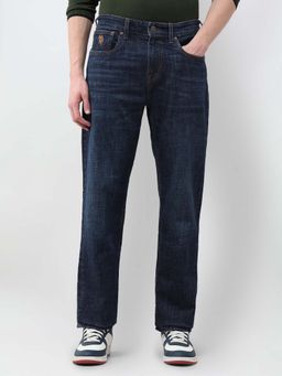 U.S. Polo Assn. Denim Co. - Male Navy Blue Shawn Relaxed Fit Whiskered Jeans