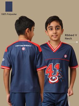 Kidsville - Official Captain America Boys Graphic Oversized Fit Jersey T-Shirt