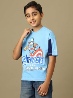 Kidsville - Official Captain America Super Soldier Boys Graphic Oversized Fit T-Shirt