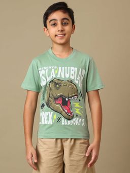 Kidsville - Official Jurassic World T-Rex Boys Puff Graphic Regular Fit T-Shirt