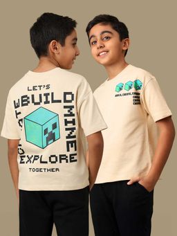 Kidsville - Official Minecraft 3D cube Boys Graphic Printed Oversized Fit T-Shirt
