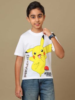 Kidsville - Official Pokemon Pikachu Boys Graphic Printed Regular Fit T-Shirt