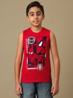 Kidsville - Official Marvel Comic Spiderman Boys Metallic Graphic Regular Fit T-Shirt