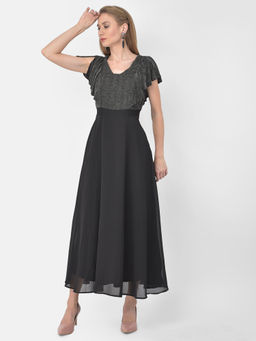 Latin Quarters - Black Lurex Cap Sleeve Midi Dress