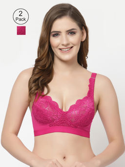 Floret - Women Full Coverage Non Padded Bra-Pink (Pack of 2)