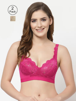 Floret - Women Full Coverage Non Padded Bra-Multi-Color (Pack of 2)