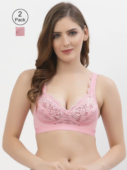 Floret - Women Full Coverage Non Padded Bra-Pink (Pack of 2)