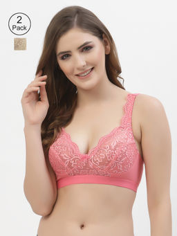 Floret - Women Full Coverage Non Padded Bra-Multi-Color (Pack of 2)