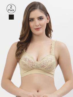 Floret - Women Full Coverage Non Padded Bra-Multi-Color (Pack of 2)