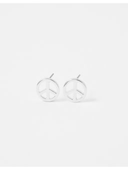 Accessorize London - Women's Silver Peace Stud Earring