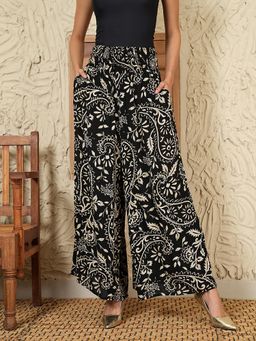 DEBONATELLA - Women Black Ethnic Printed Palazzos