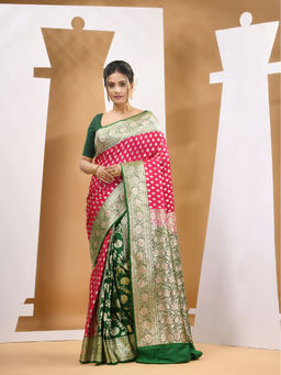 CHARUKRITI - Magenta Katan Silk Banarasi Saree with Unstitched Blouse