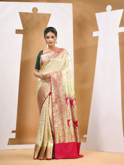 CHARUKRITI - Multi Katan Silk Banarasi Saree with Unstitched Blouse