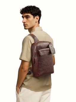 Hidesign - Genuine Leather Men's Crossbody Bag - Tan